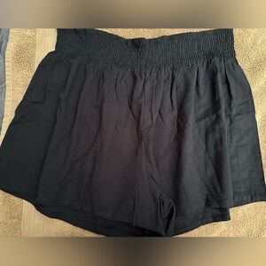 🍉 SHEIN smocked waistband shorts 2X EUC a-line lightweight 100% cotton black